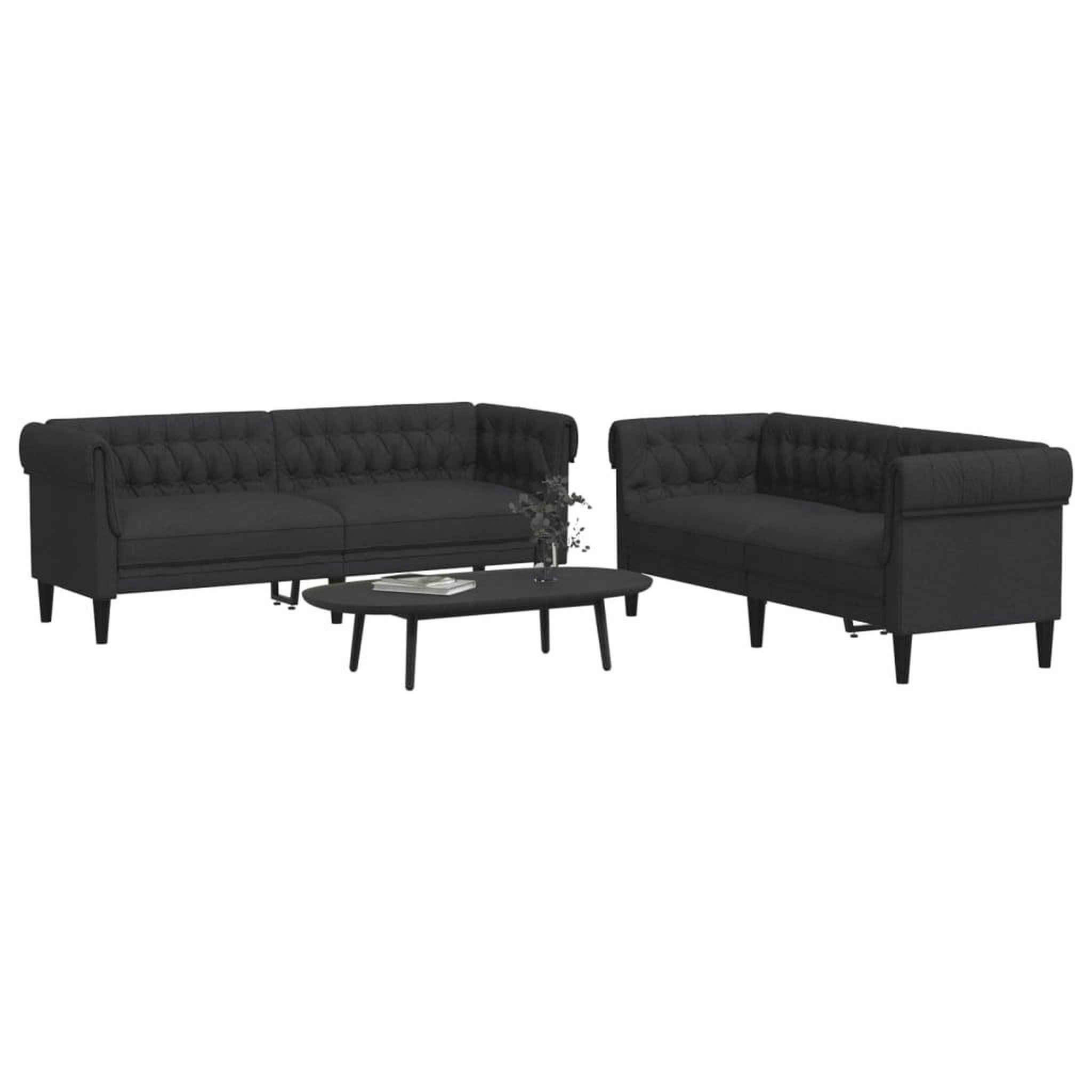 VIDAXL Ensemble de canapes 2 pcs noir tissu
