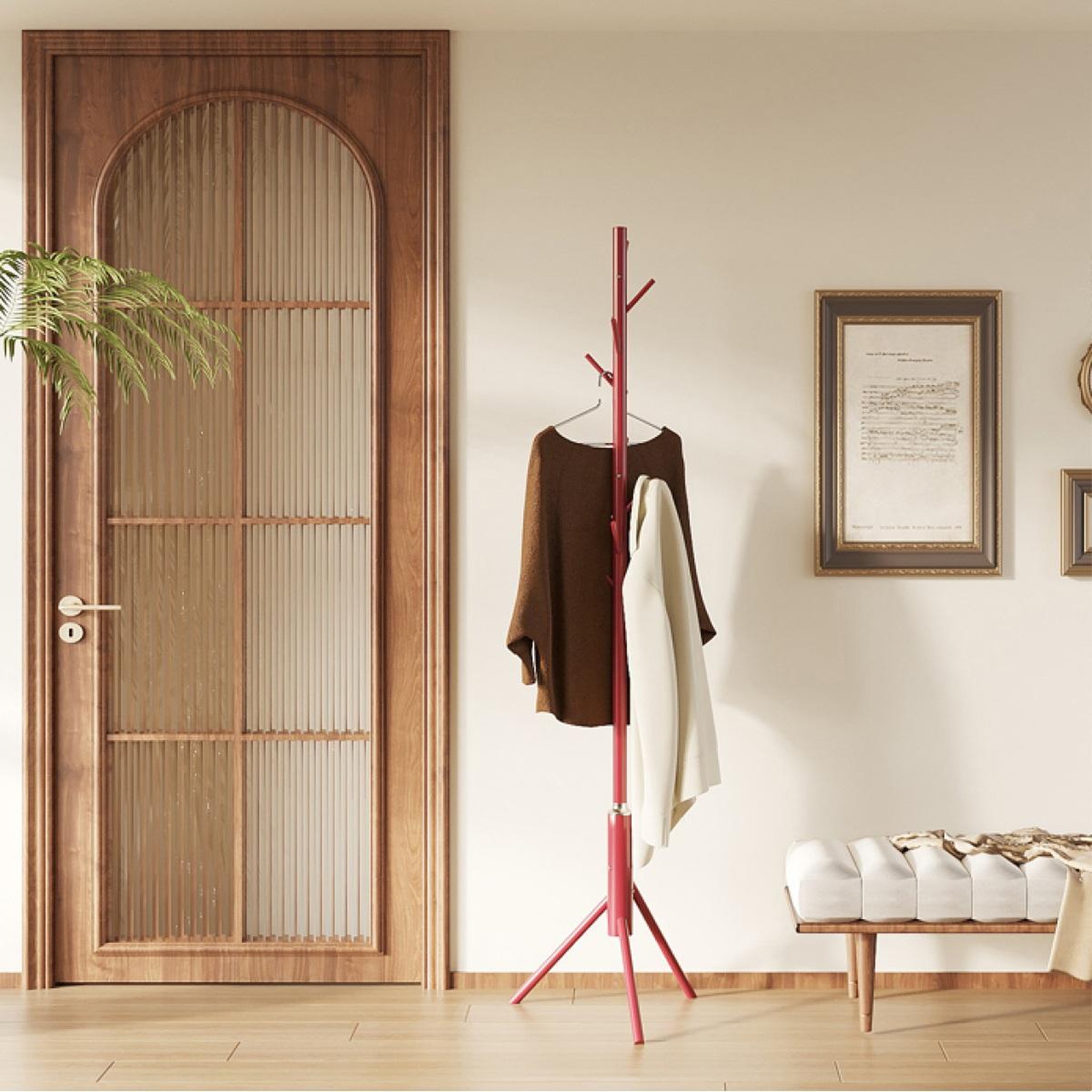 Voir la diapositive 2 : JLC KREATION Porte manteaux design rouge en métal cactus