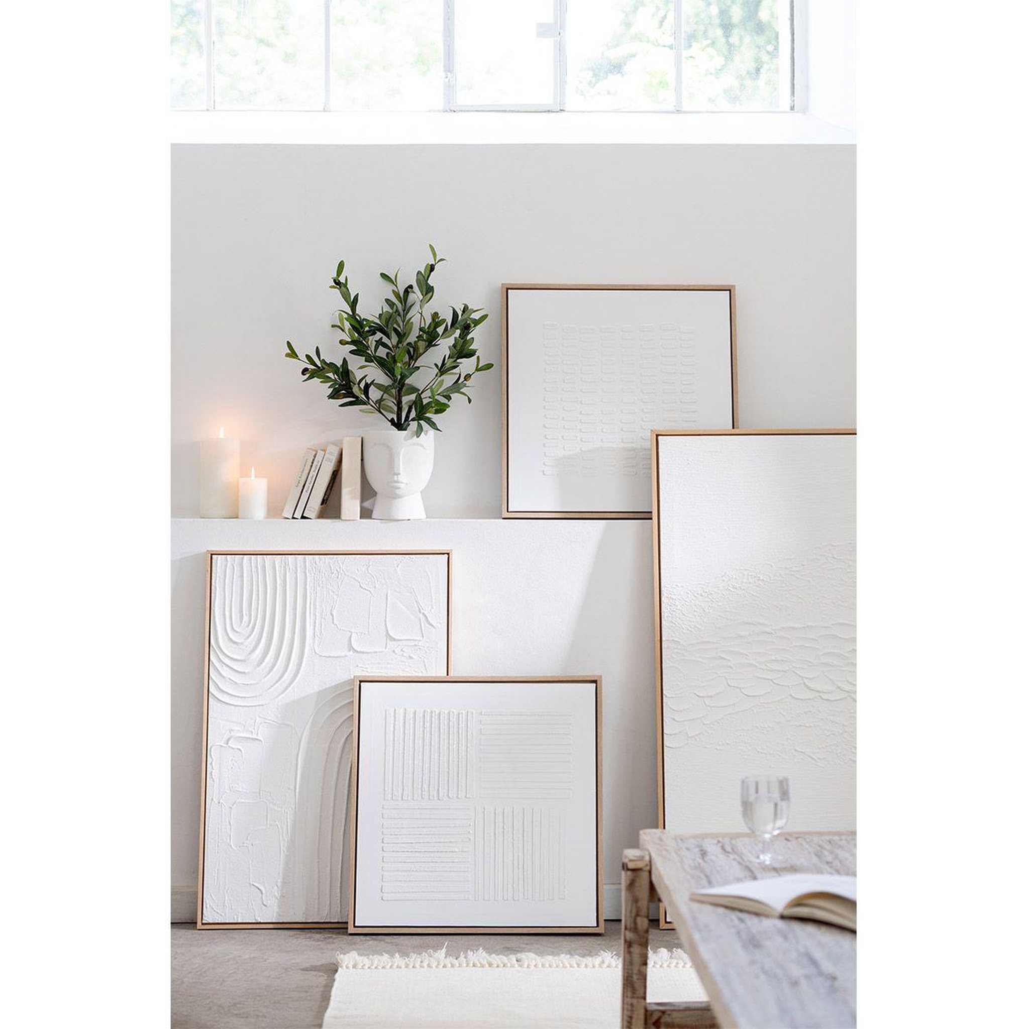 Voir la diapositive 5 : J-LINE Tableau déco  lauwra  80x120cm blanc