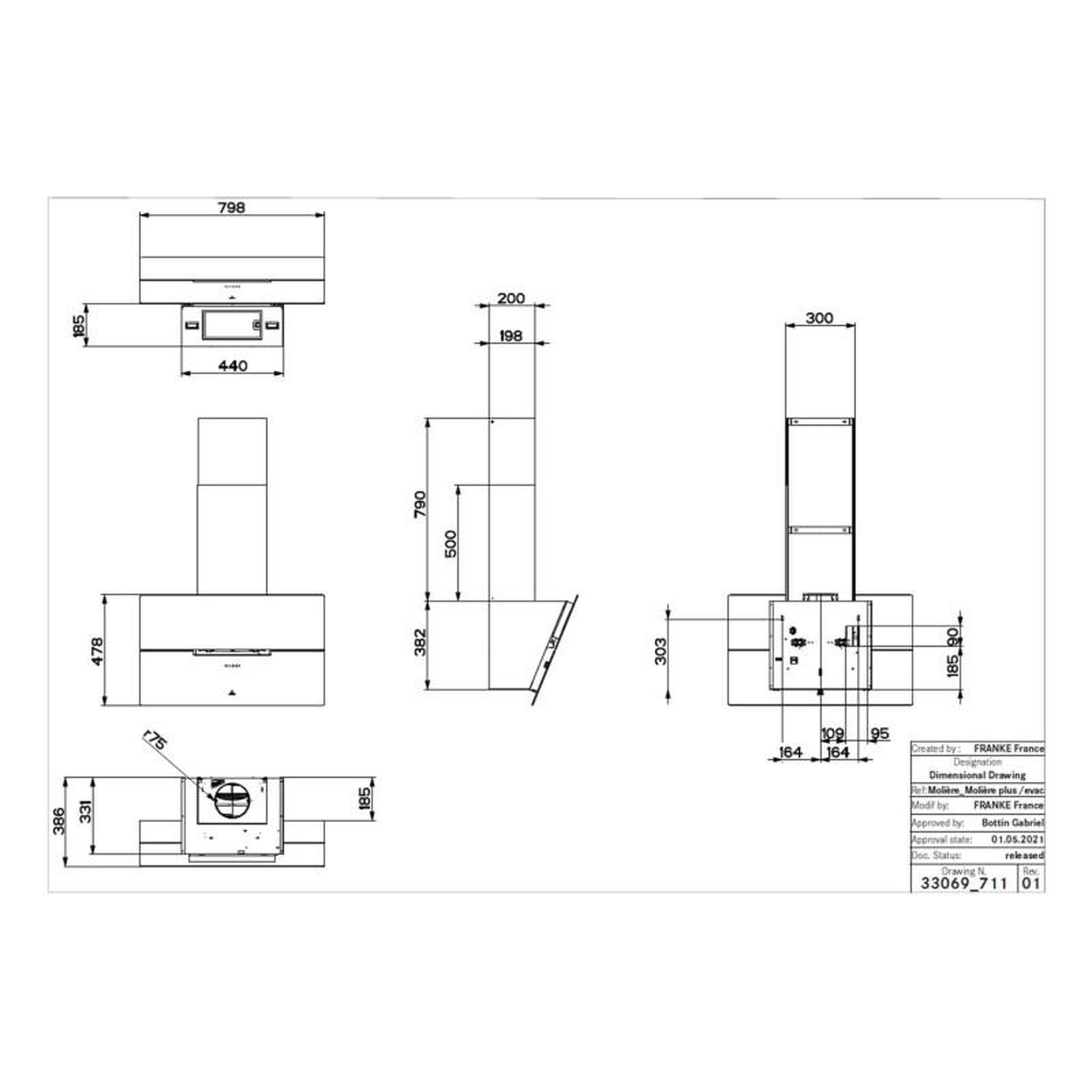 Voir la diapositive 6 : ROBLIN Hotte décorative inclinée 80cm 590m3/h noir - 6989541
