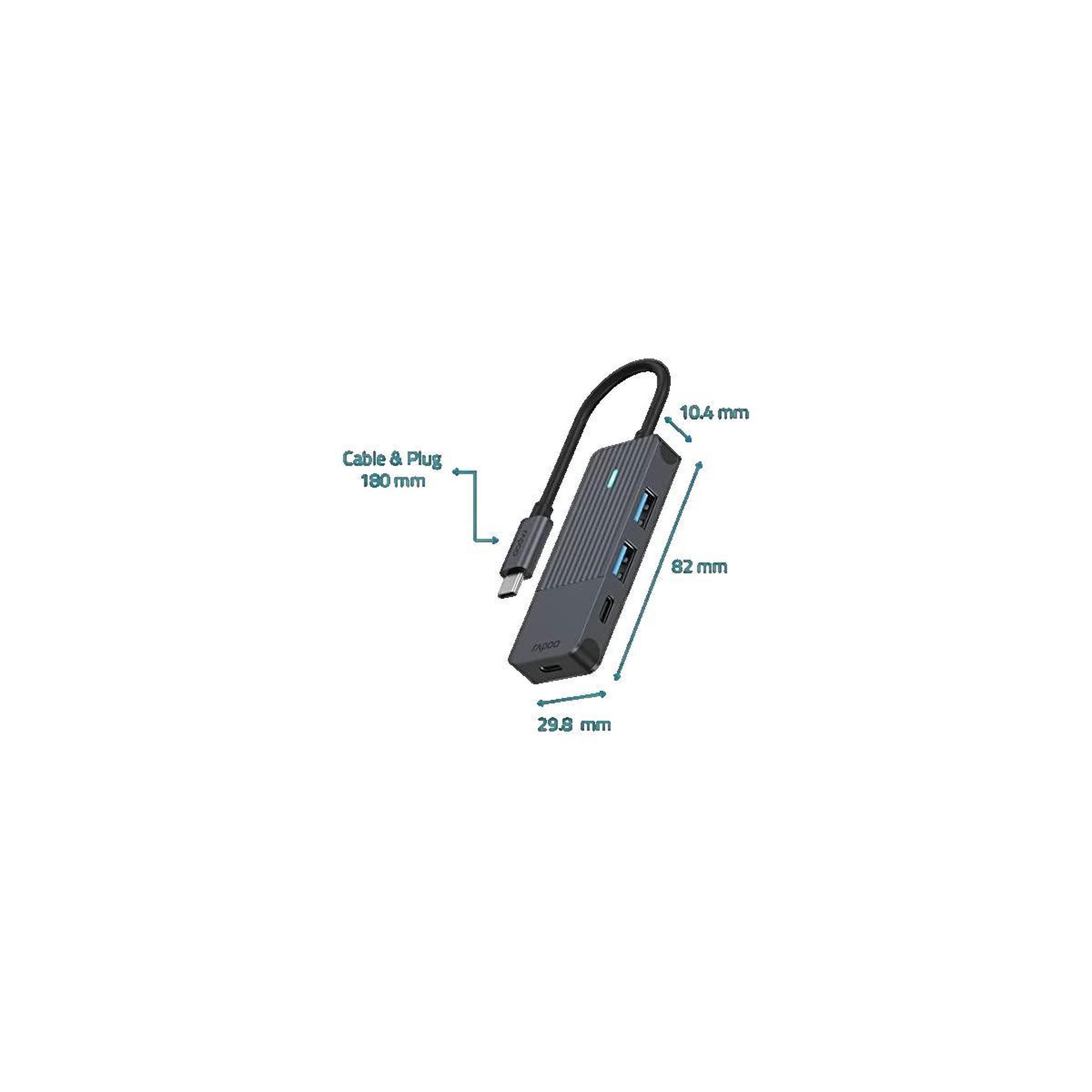 Voir la diapositive 3 : RAPOO Hub USB-C Rapoo UCH-4003 Aluminium Compact