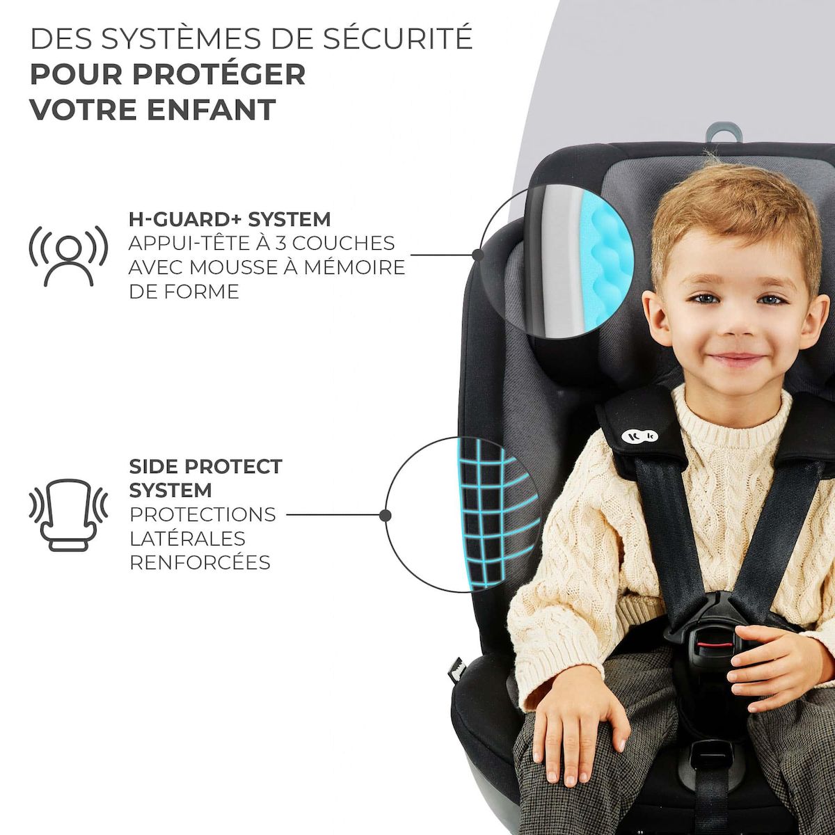 KINDERKRAFT Siège auto 4 en 1 avec rotation facile et sécurité renforcée