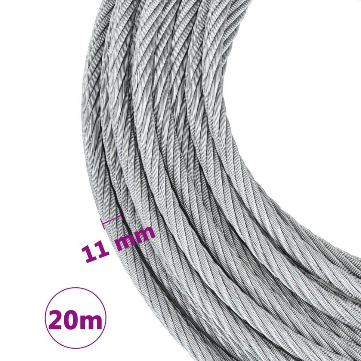 VIDAXL Cable metallique 1600 kg 20 m