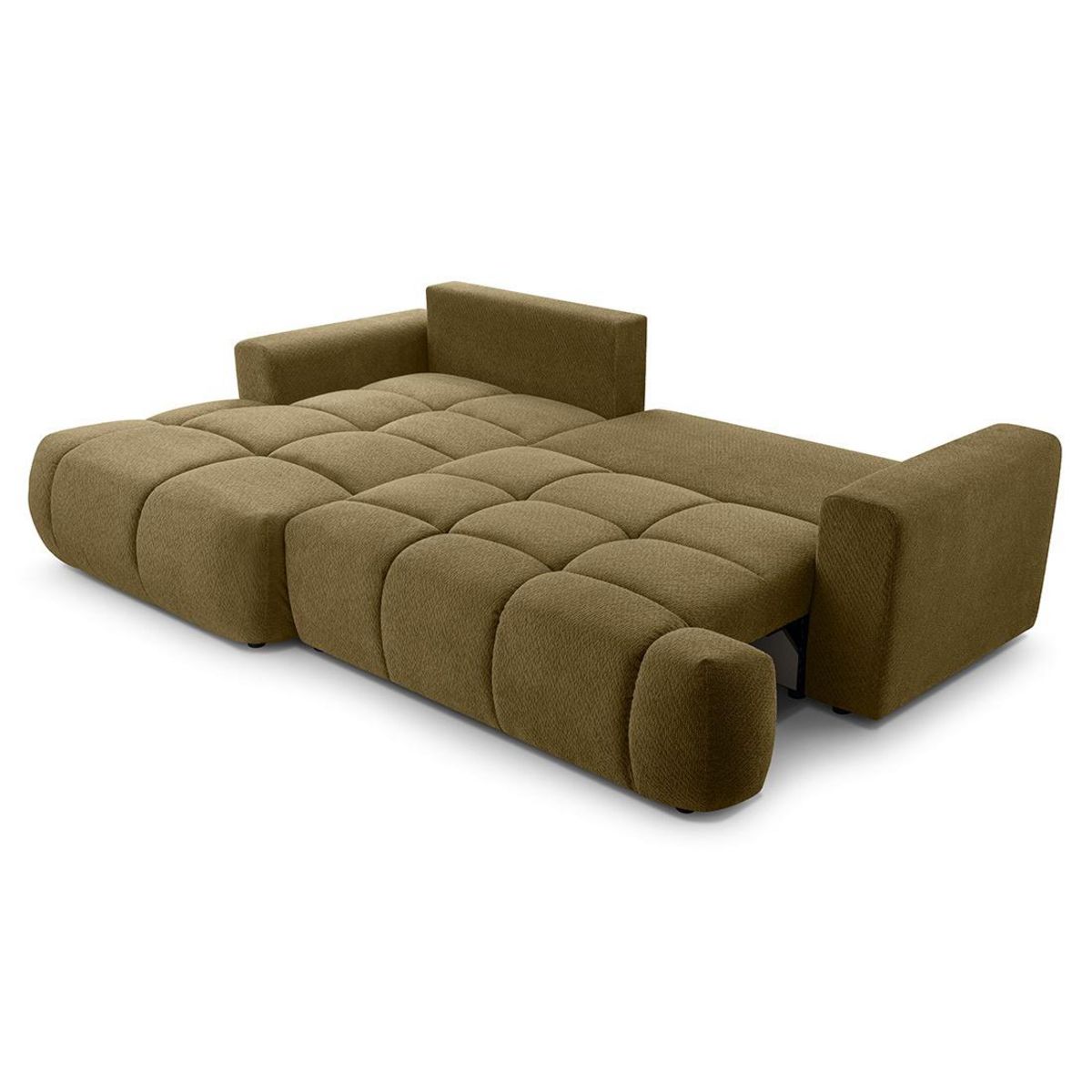 BEST MOBILIER Leonie - canapé d'angle gauche 4 places convertible avec coffre en velours texturé