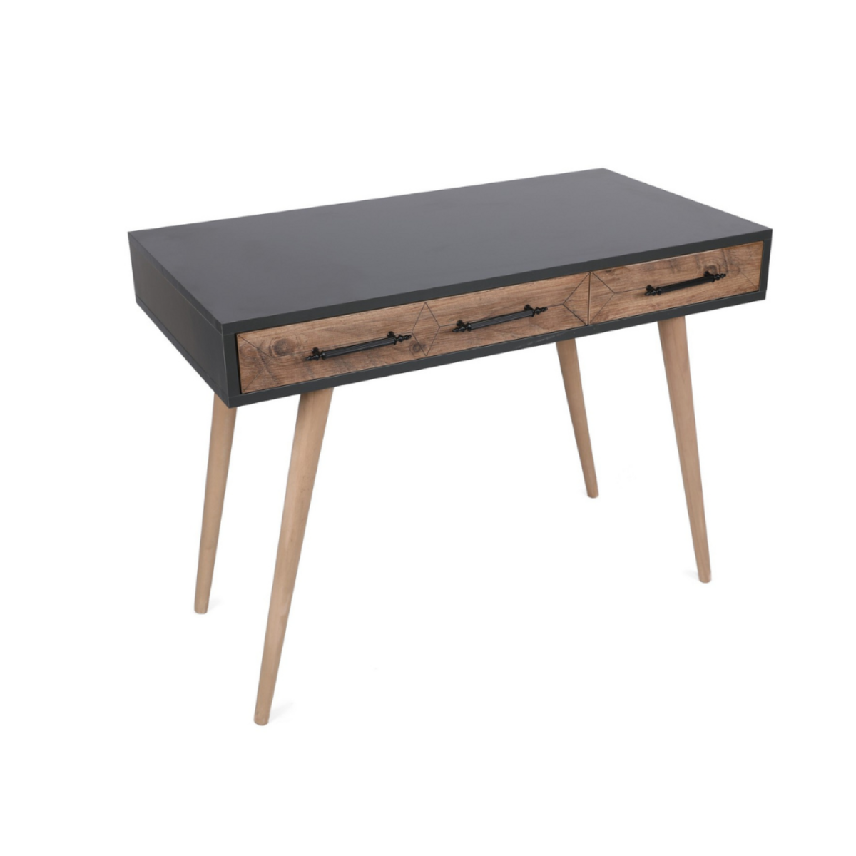 CONCEPT USINE Bureau scandinave effet chêne - 2 tiroirs VIRRAT