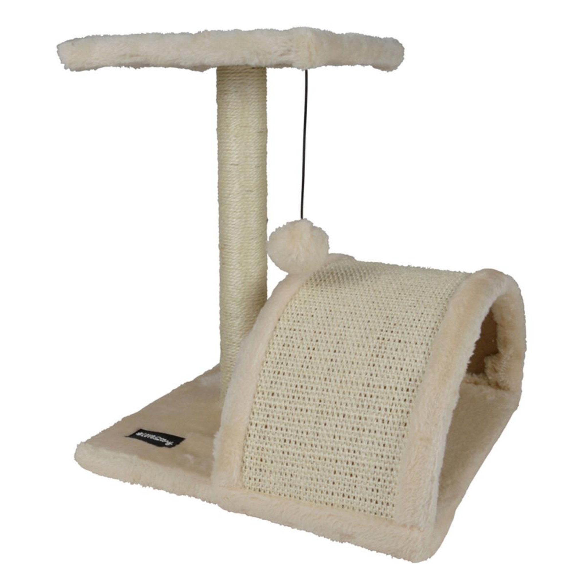 Voir la diapositive 1 : LOVE STORY Arbre à chat avec tunnel  1 plateforme  38cm écru