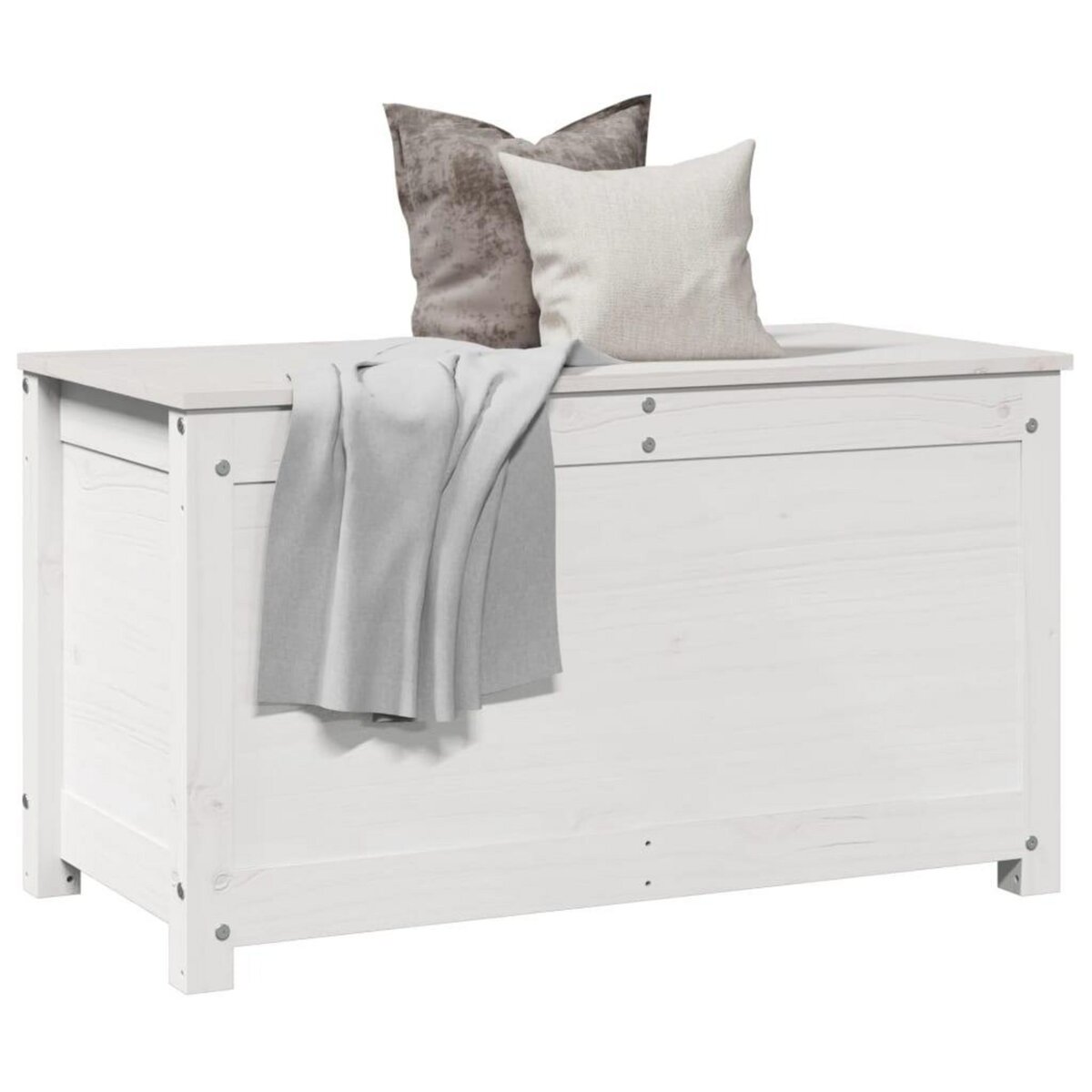 VIDAXL Boîte de rangement Blanc 80x40x45,5 cm Bois massif de pin