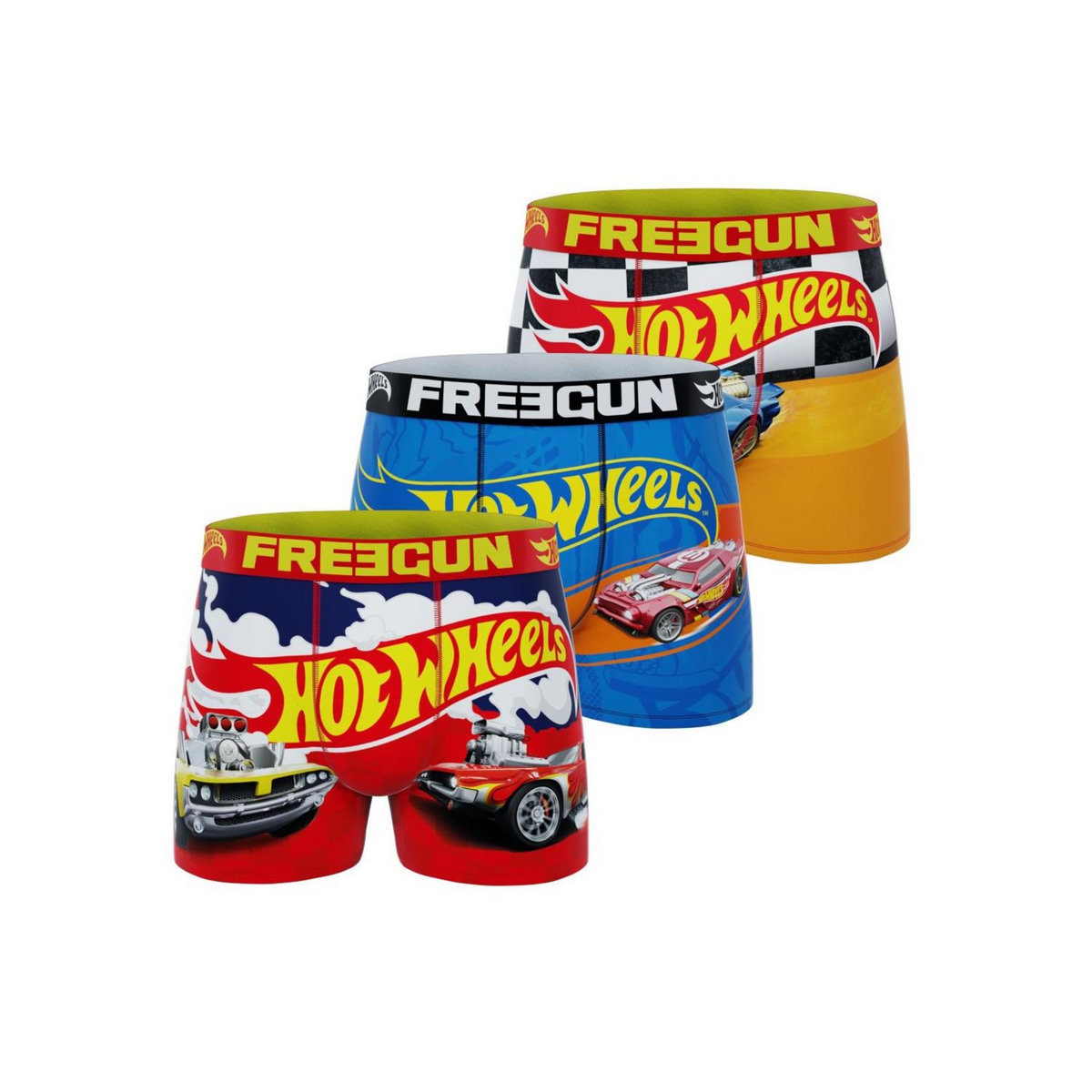 FREEGUN Lot de 3 boxers enfant Hot Wheels