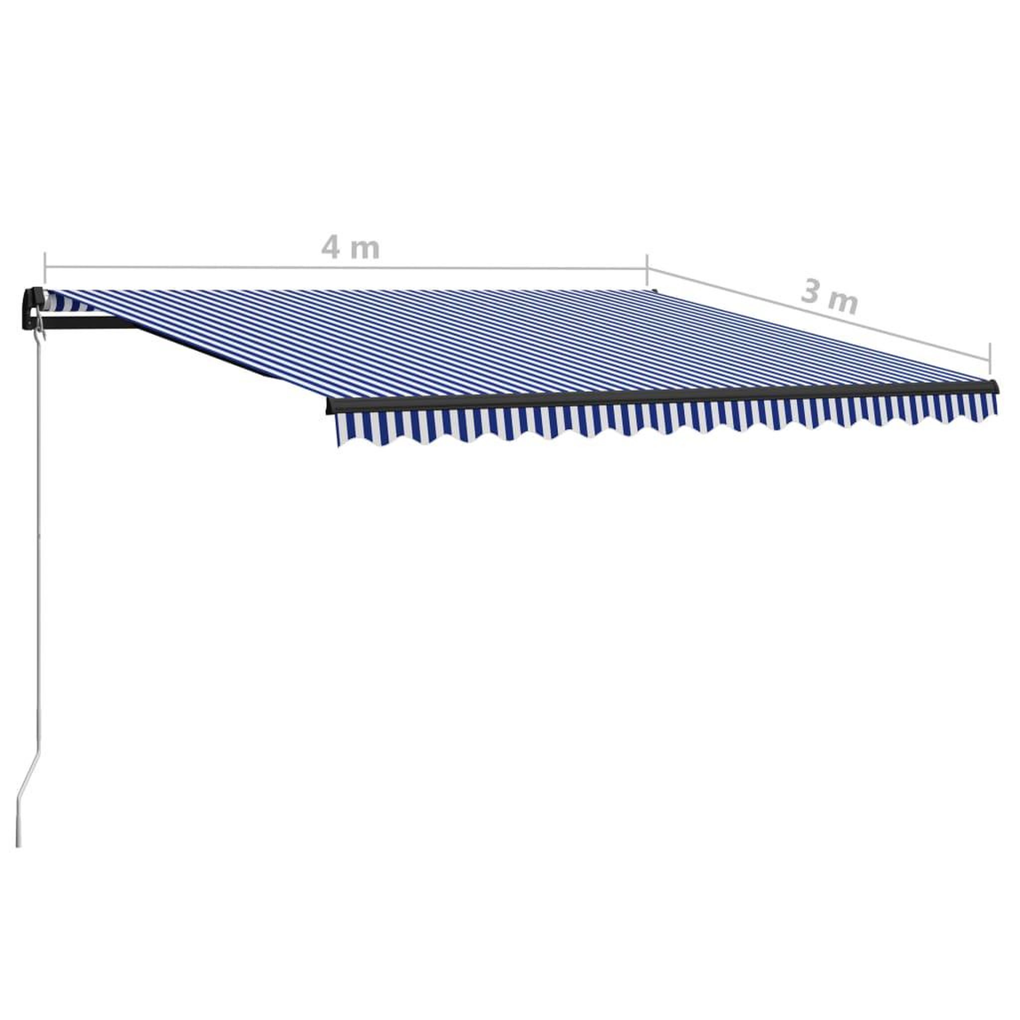 Voir la diapositive 6 : VIDAXL Auvent manuel retractable 400x300 cm Bleu et blanc