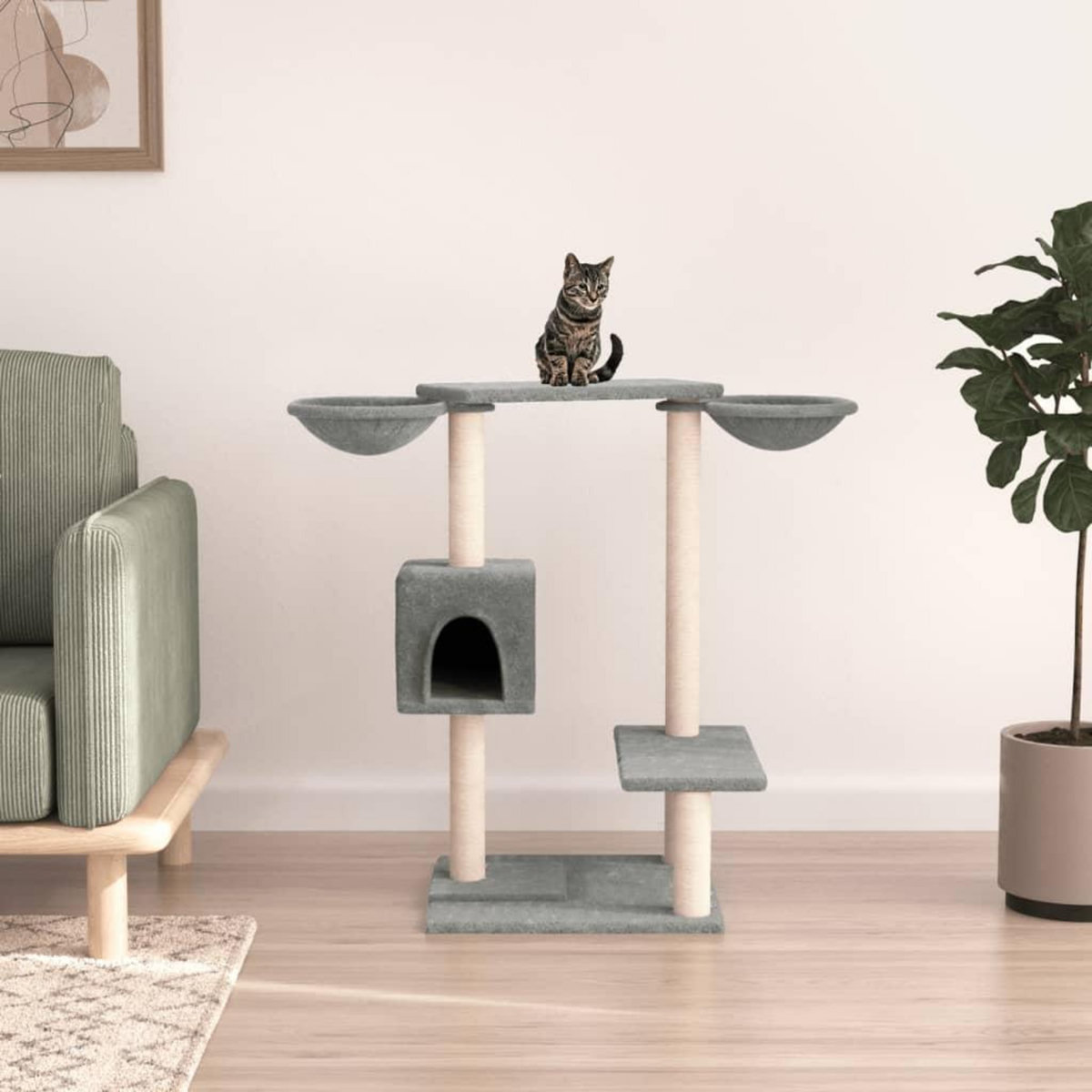 VIDAXL Arbre a chat avec griffoirs gris clair 82 cm