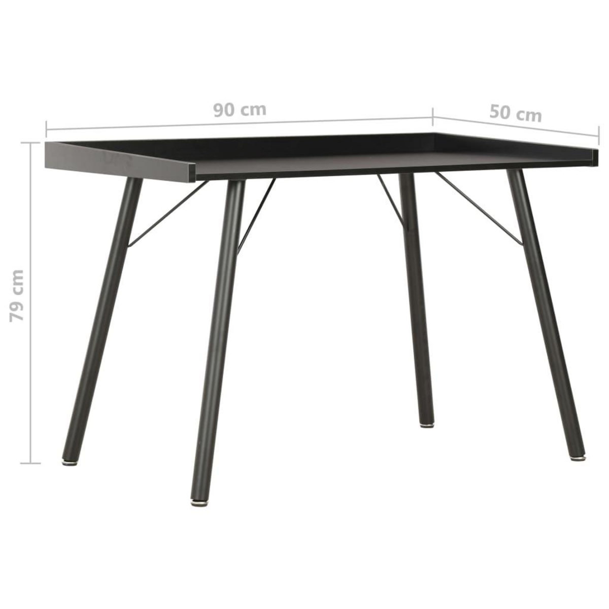 VIDAXL Bureau Noir 90x50x79 cm