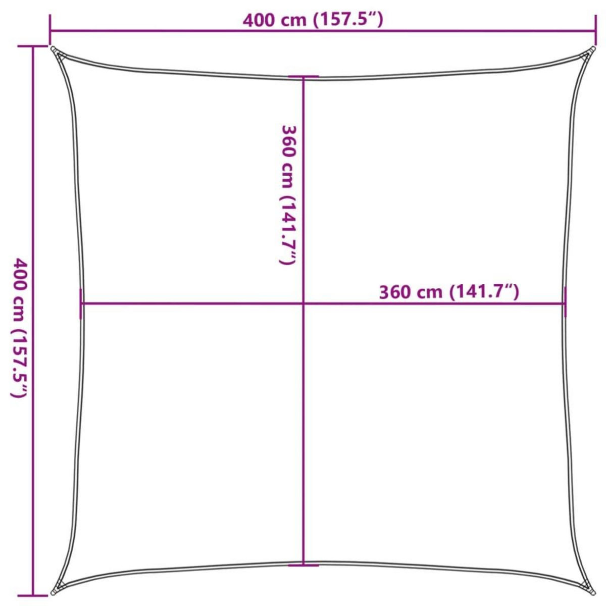 VIDAXL Voile d'ombrage 160 g/m^2 Vert clair 4x4 m PEHD