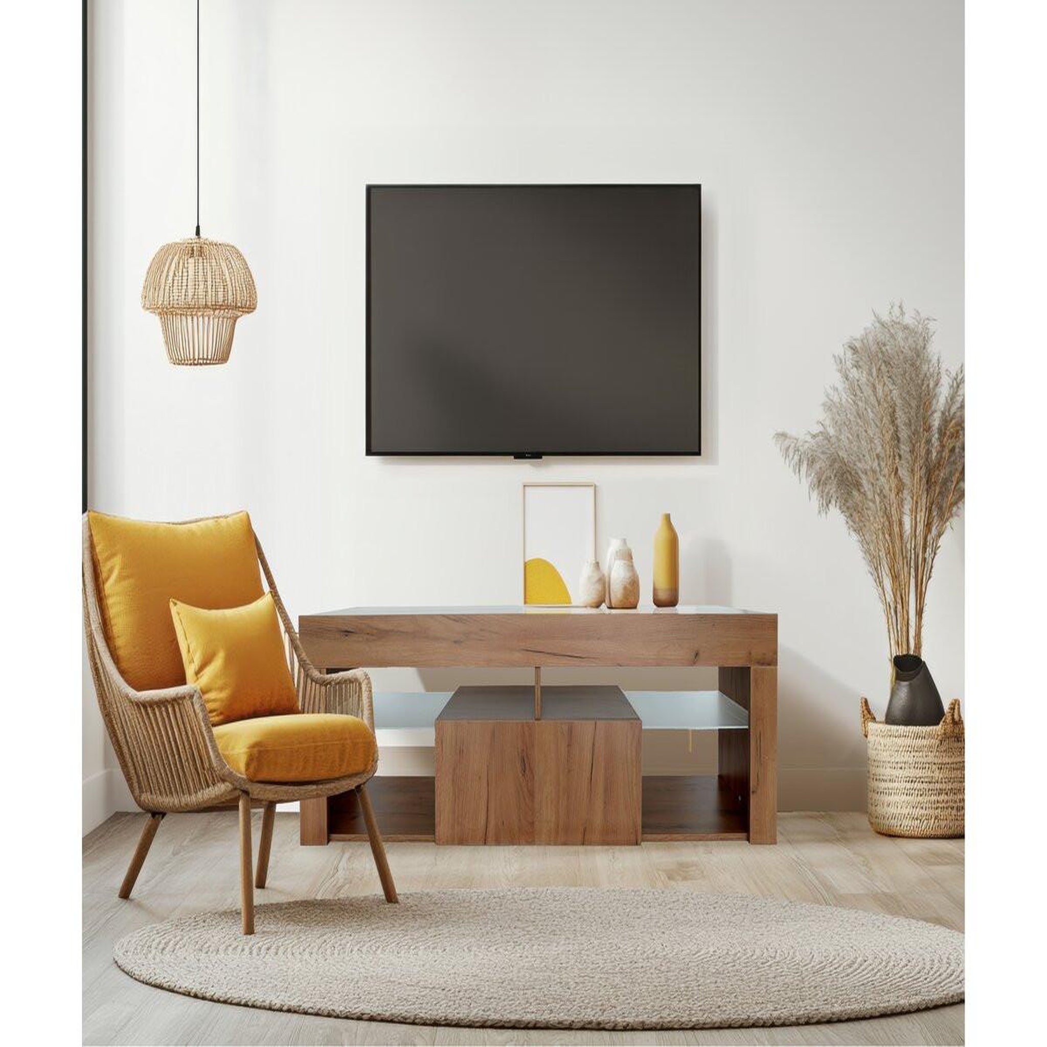 Voir la diapositive 2 : Habitat et Jardin Meuble tv design bois  hugo  - 140 x 40 x 50 cm - marron