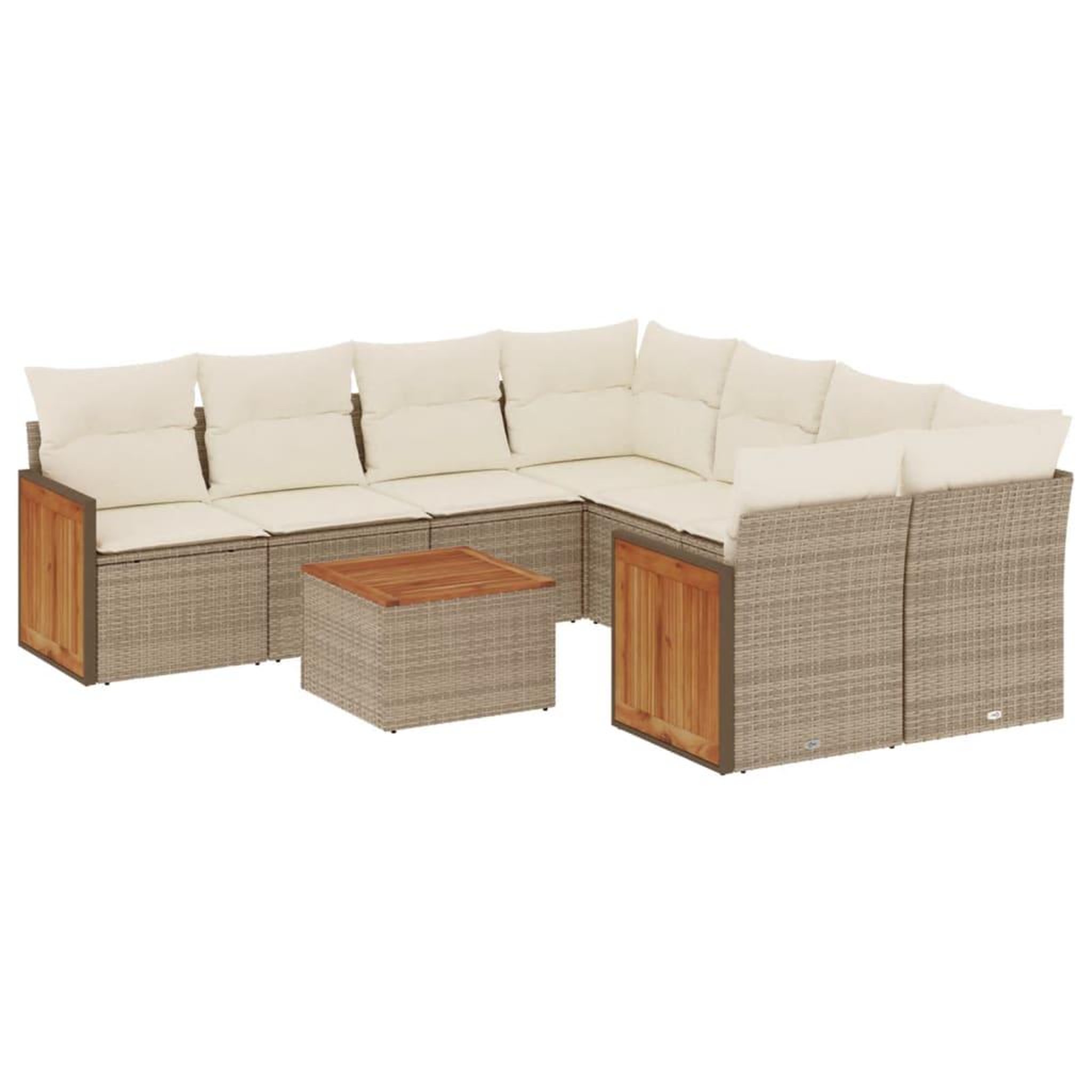 Voir la diapositive 2 : VIDAXL Salon de jardin avec coussins 9 pcs beige resine tressee