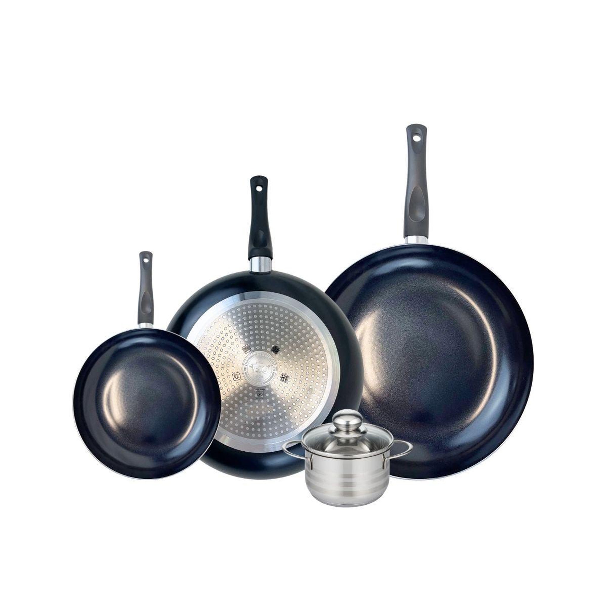 ELO Ensemble de 3 poêles de cuisson 20, 28 et 32 cm et 1 faitout 12 cm elo prima brillant