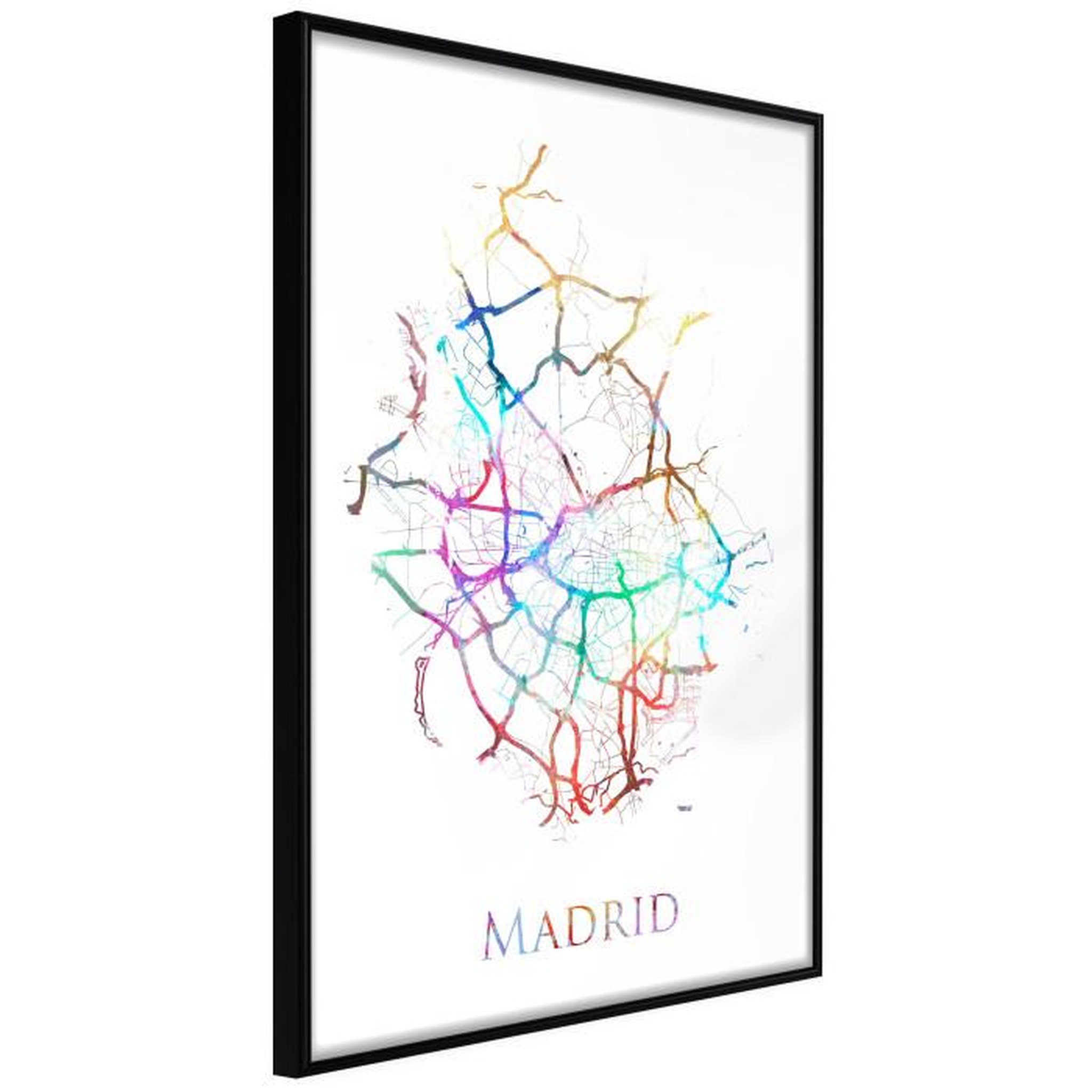 Paris Prix Affiche Murale Encadrée  City Map Madrid Colour. Coloris disponibles : Noir, Jaune