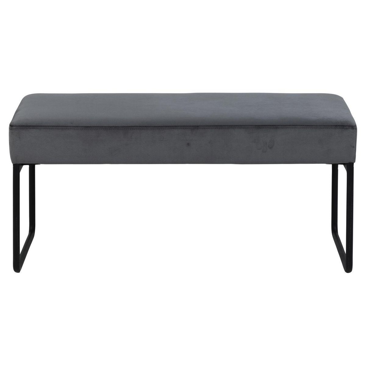 TOILINUX Banc 2 places en tissus effet velours et Métal - Gris et Noir