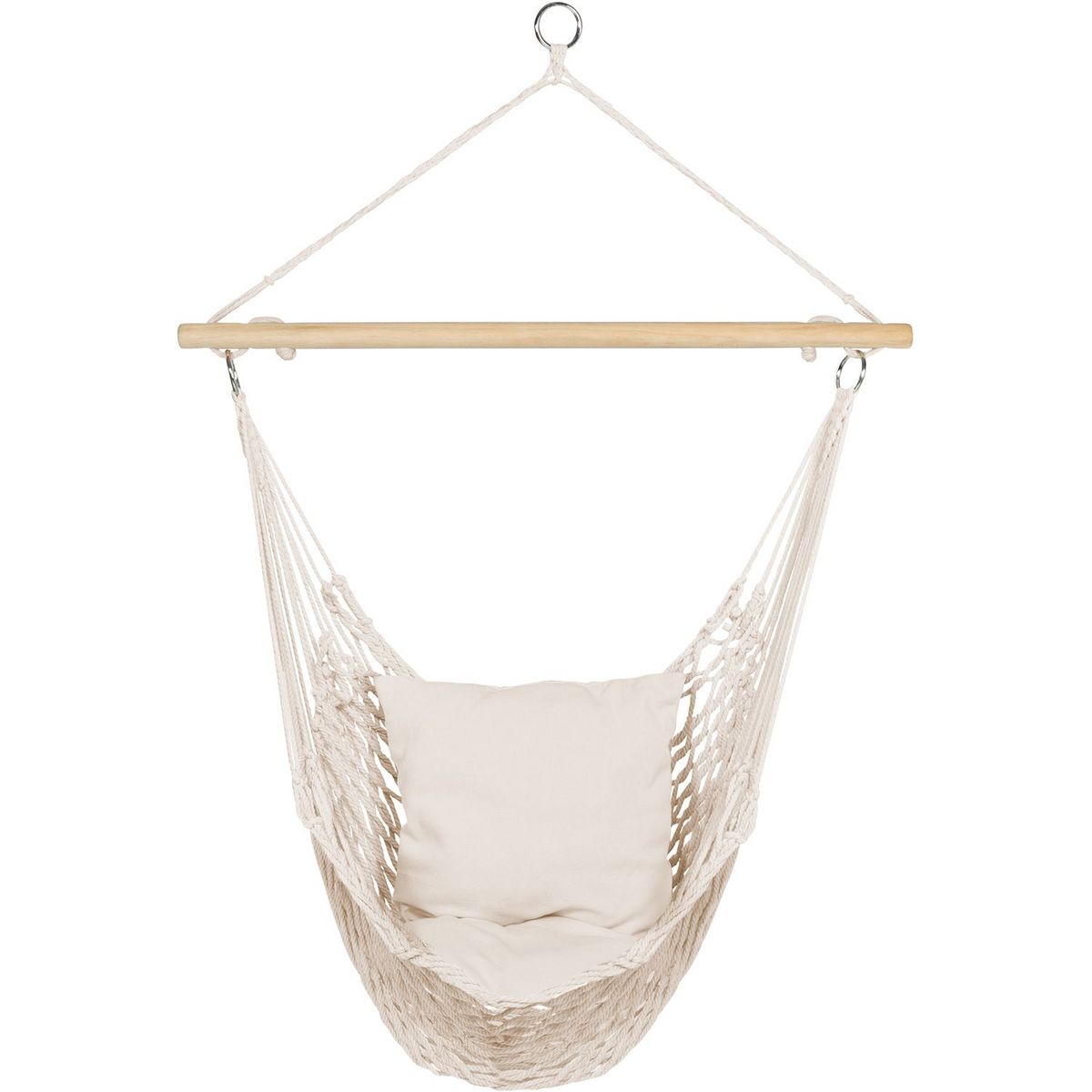 Inkazen Hamac de jardin suspendu en macrame avec coussin beige