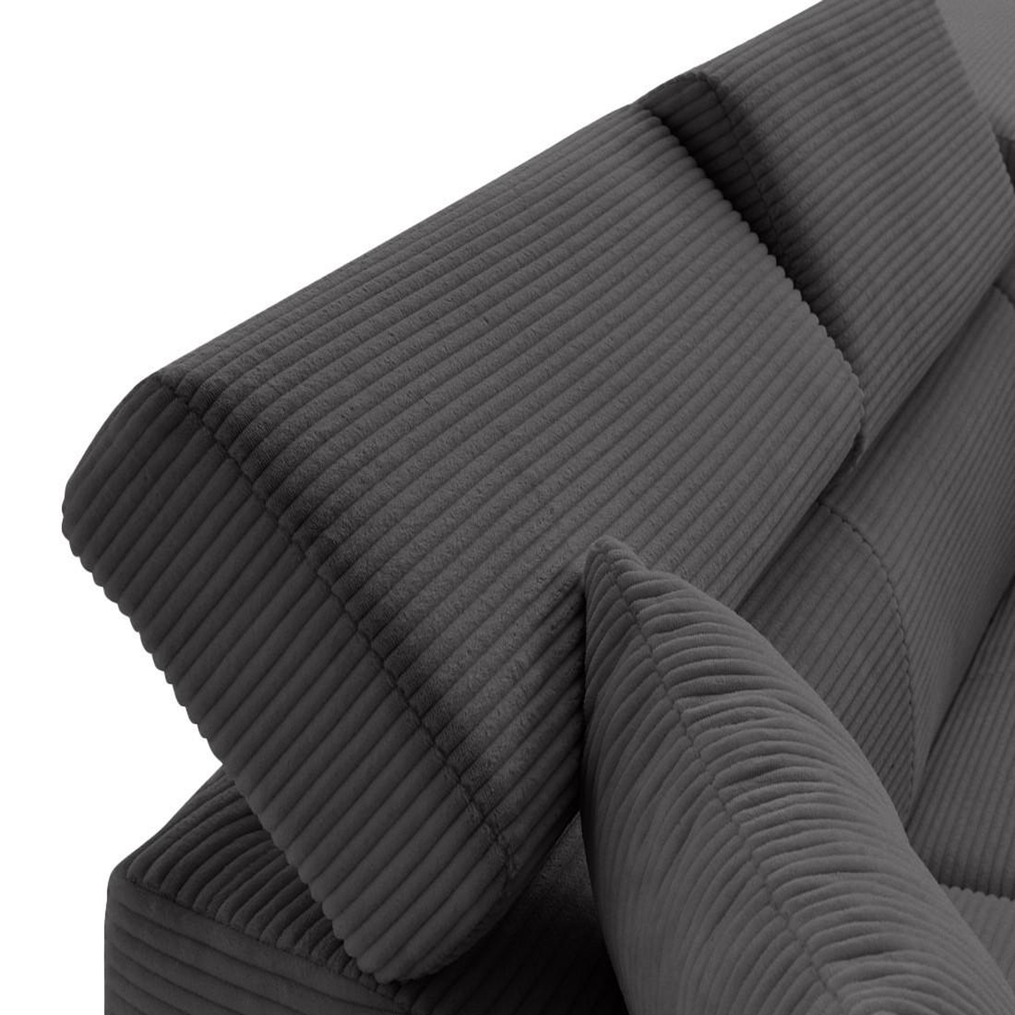 Voir la diapositive 5 : BEST MOBILIER Lisbona - canapé d'angle droit 5 places convertible avec têtières en velours côtelé