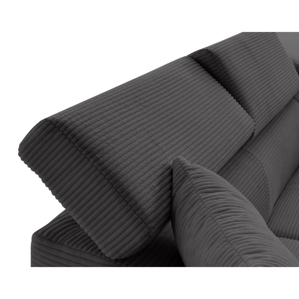 BEST MOBILIER Lisbona - canapé d'angle droit 5 places convertible avec têtières en velours côtelé