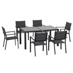 OUTSUNNY Ensemble de jardin 6 personnes chaises empilables table extensible 150/210L cm alu. teslin gris