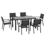 Voir la diapositive 1 : OUTSUNNY Ensemble de jardin 6 personnes chaises empilables table extensible 150/210L cm alu. teslin gris