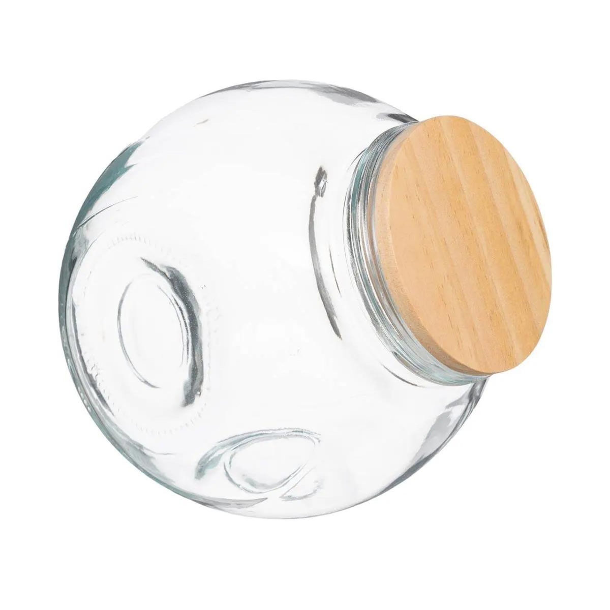 FIVE Bocal à Bonbons en Verre  Bois  1,5L Transparent