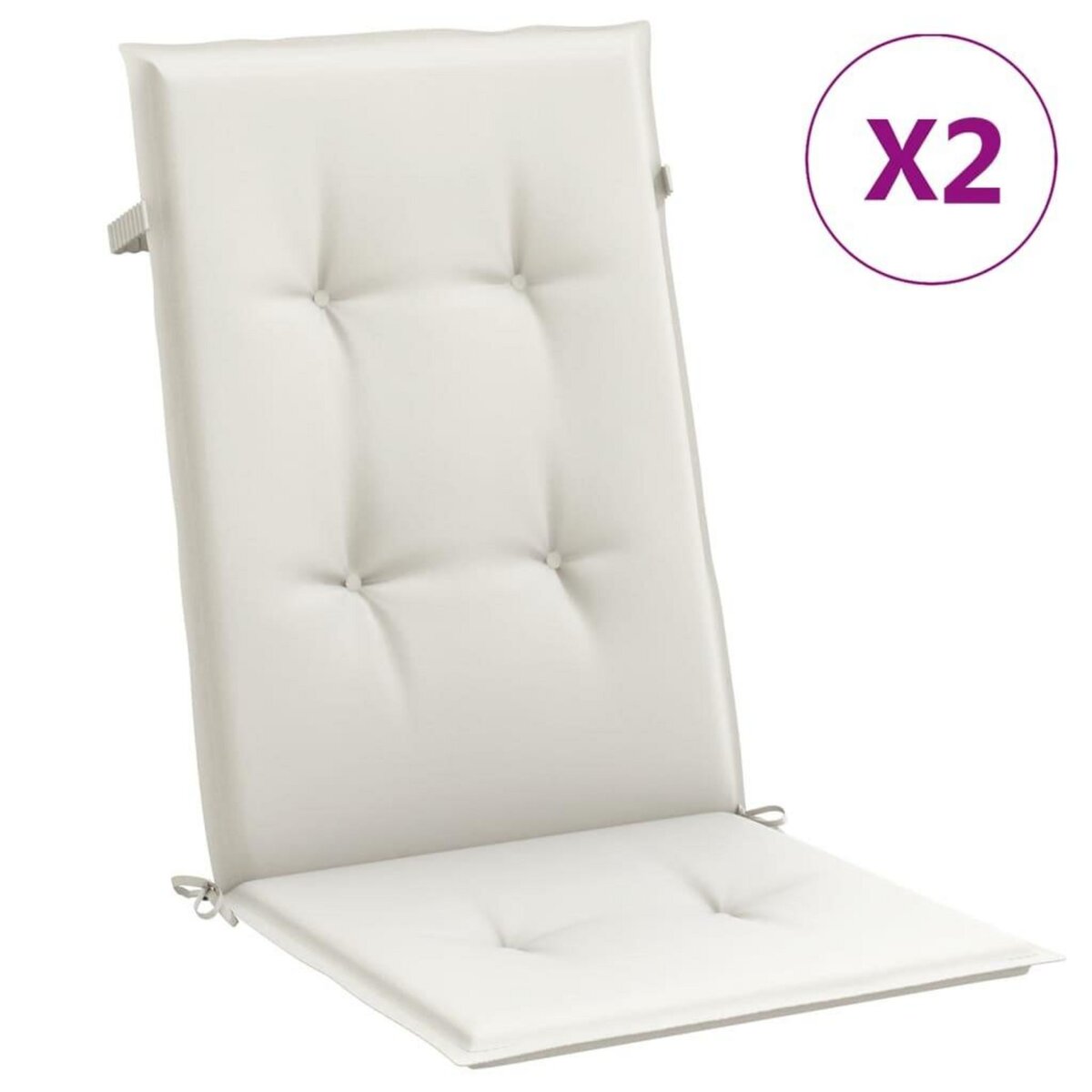 VIDAXL Coussins de chaise a dossier haut lot de 2 creme melange tissu