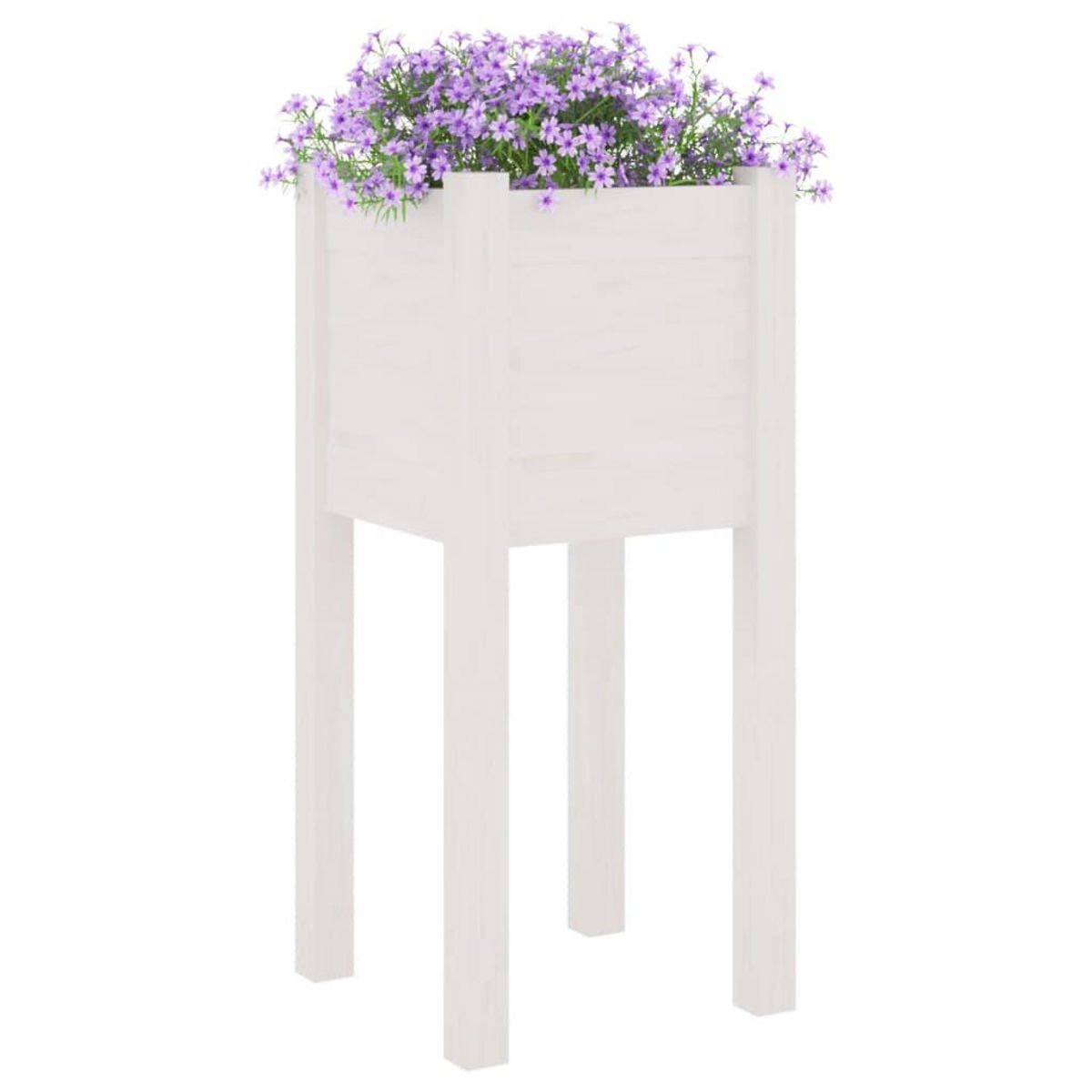 VIDAXL Jardiniere d'exterieur Blanc 31x31x70 cm Bois de pin massif