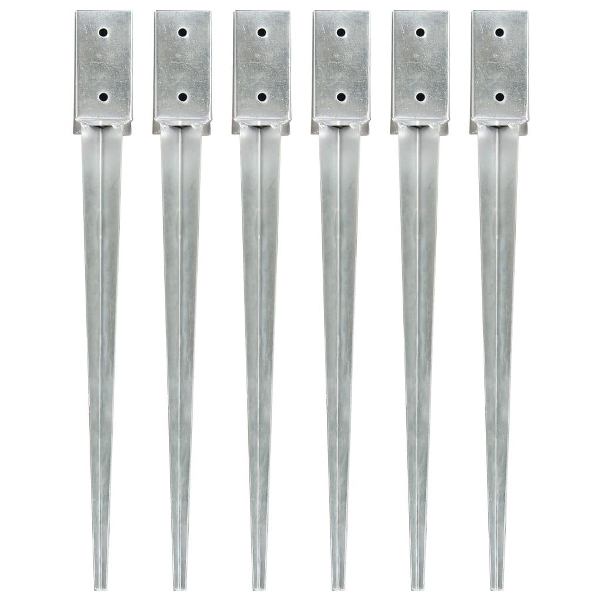 Voir la diapositive 1 : VIDAXL Piquets au sol 6 pcs Argente 7x7x75 cm Acier galvanise