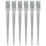 VIDAXL Piquets au sol 6 pcs Argente 7x7x75 cm Acier galvanise
