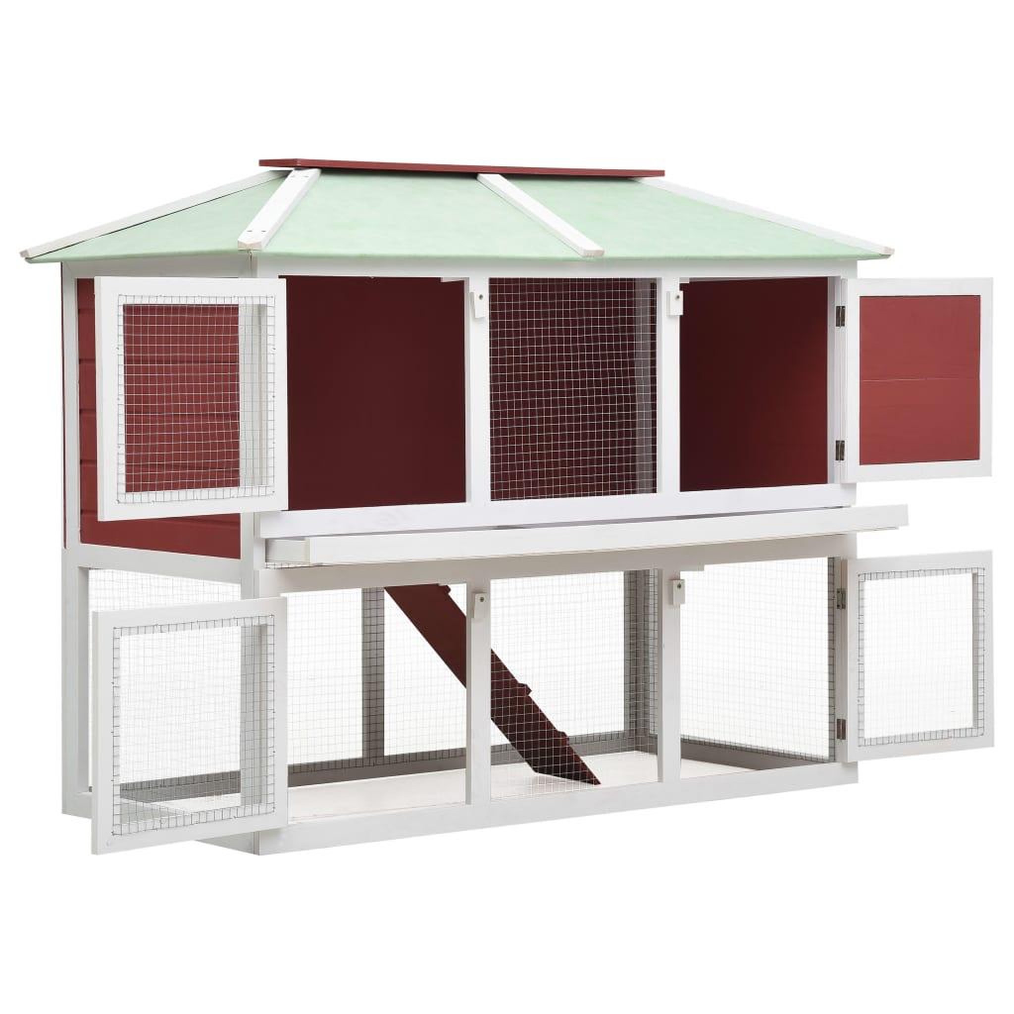 Voir la diapositive 3 : VIDAXL Cage double pour animaux Rouge Bois