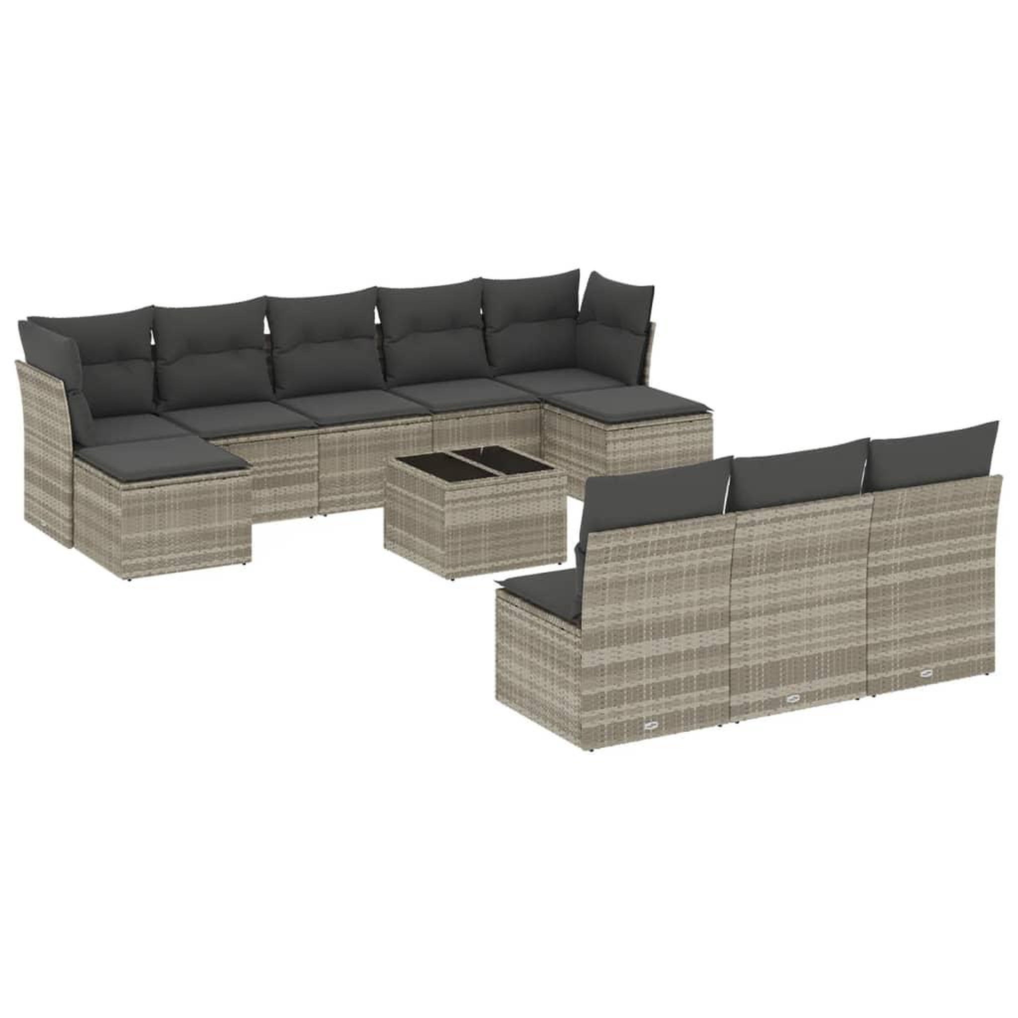 Voir la diapositive 2 : VIDAXL Salon de jardin 11 pcs avec coussins gris clair resine tressee