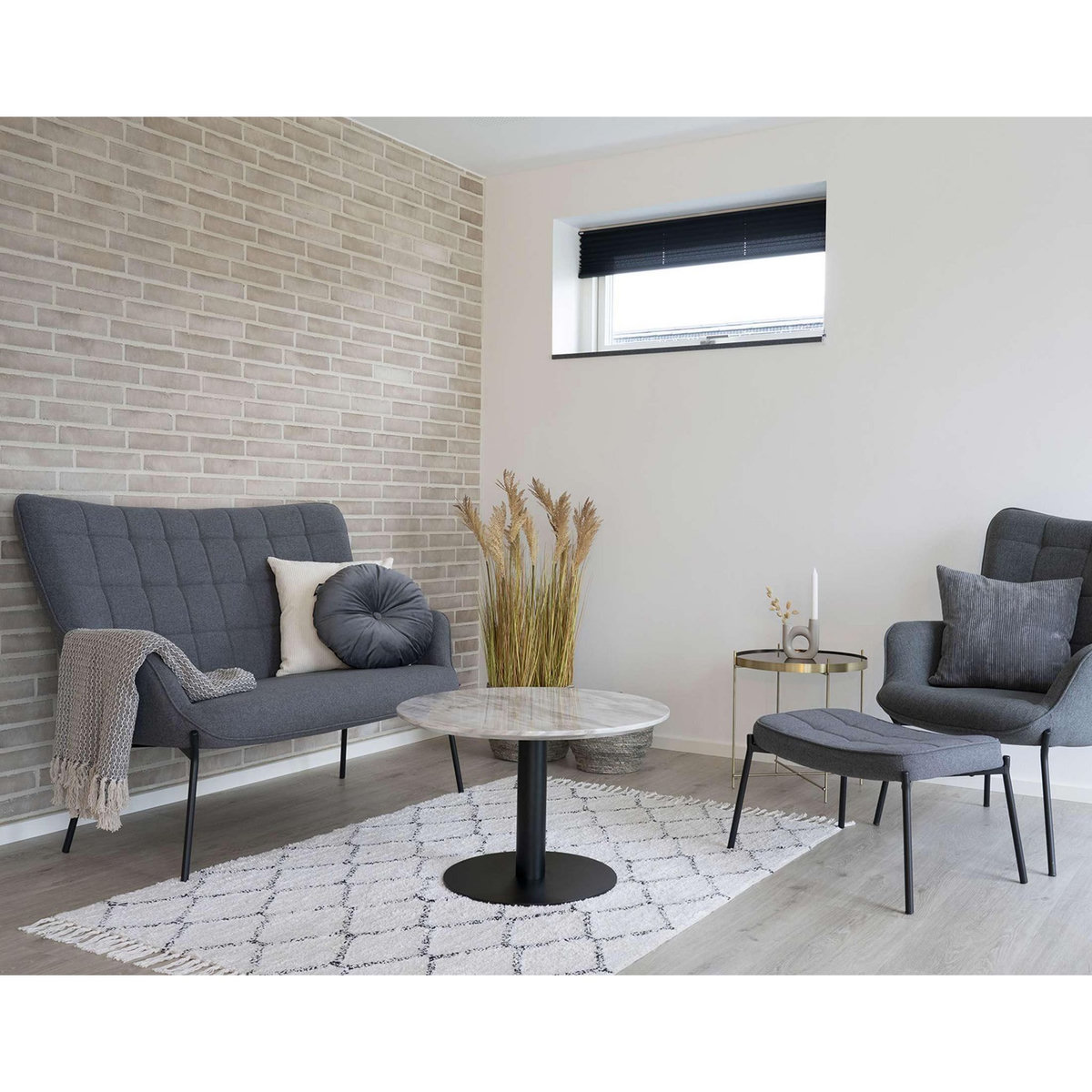 LISA DESIGN Valverde - table basse ronde - effet marbre - noir - 70 cm