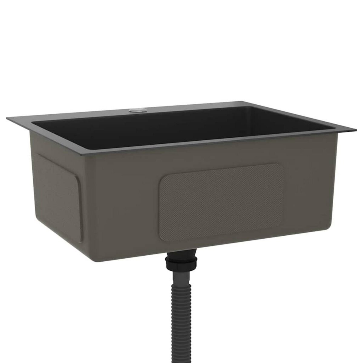 VIDAXL Evier de cuisine fait main Noir Acier inoxydable