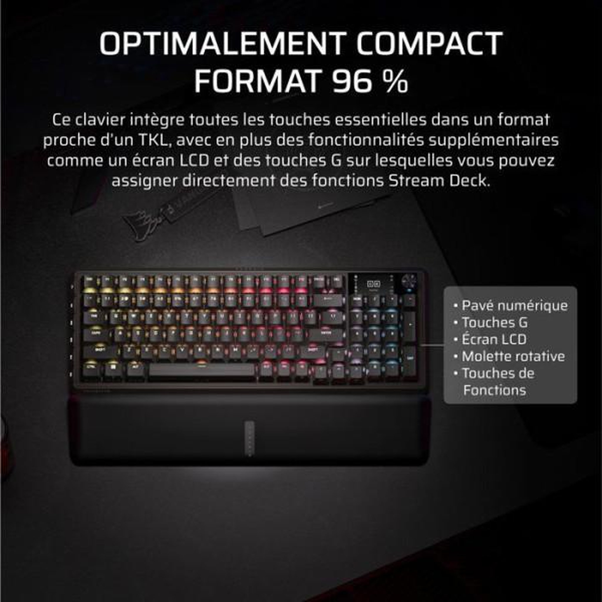 Voir la diapositive 4 : Corsair Clavier Gamer - Mécanique MLX Plasma - Corsair - VANGUARD 96 WIRELESS - 96% Sans Fil - RGB Noir
