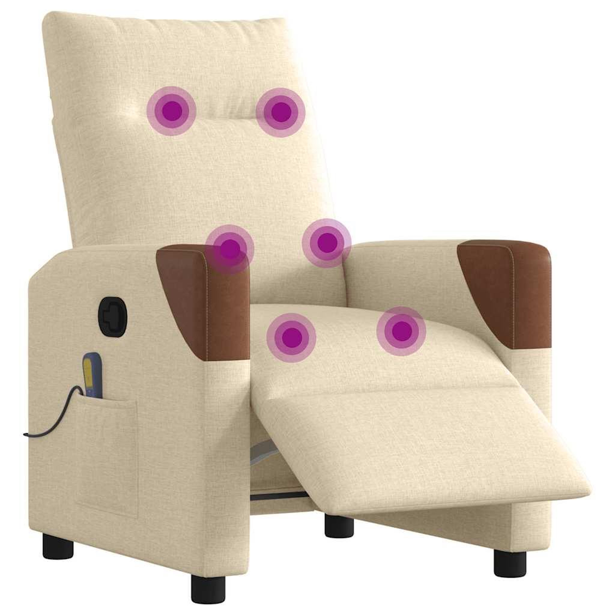 Voir la diapositive 3 : VIDAXL Fauteuil inclinable de massage electrique creme tissu