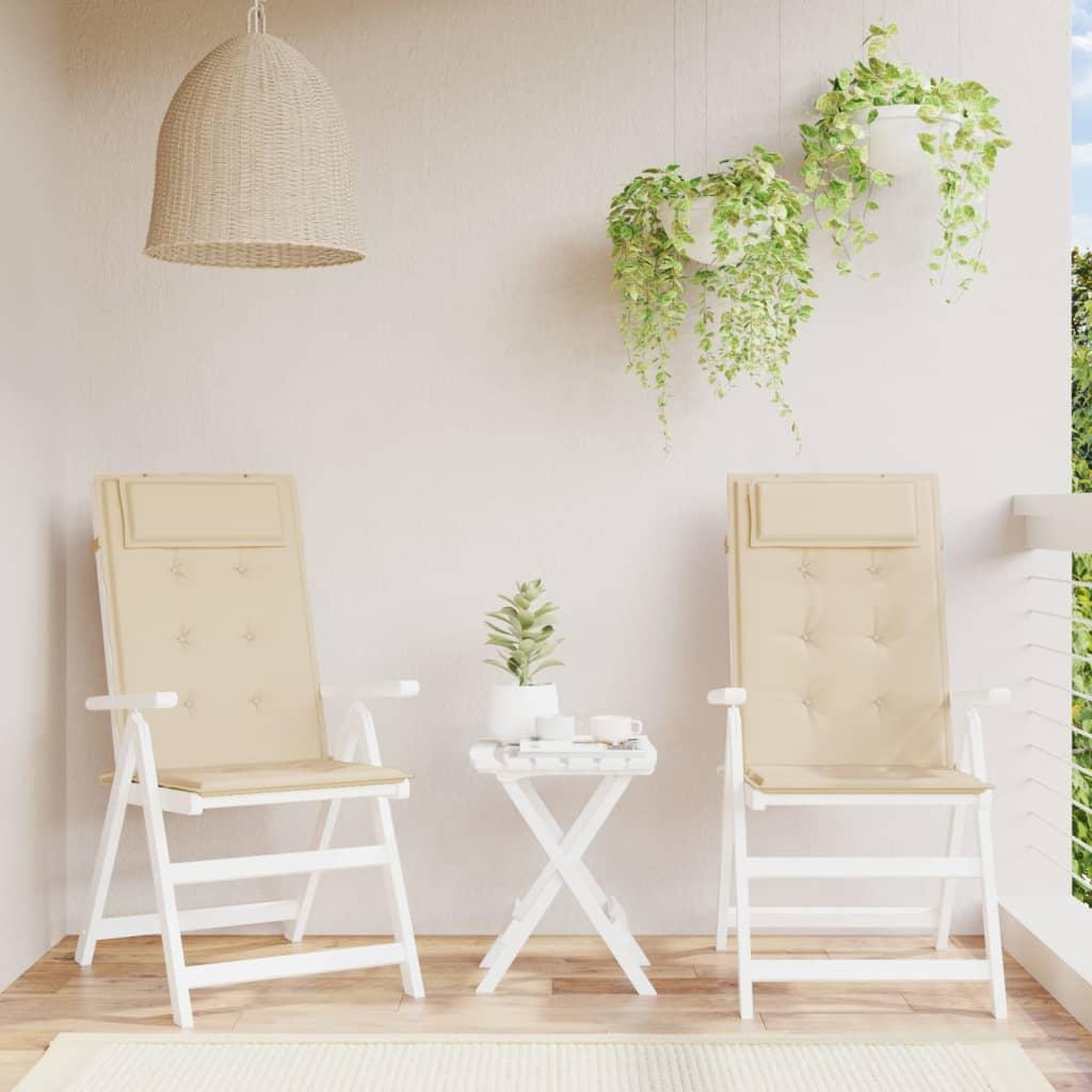 VIDAXL Coussins de chaise a dossier haut lot de 2 beige tissu oxford
