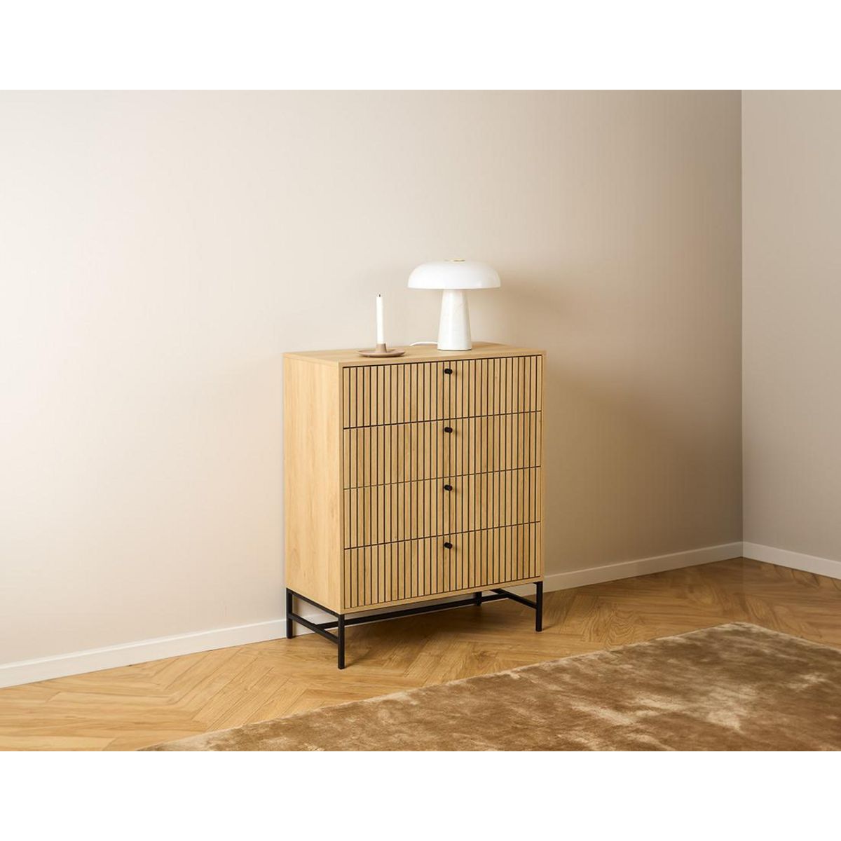 LISA DESIGN Marc - commode 4 tiroirs - effet bois - pieds en métal