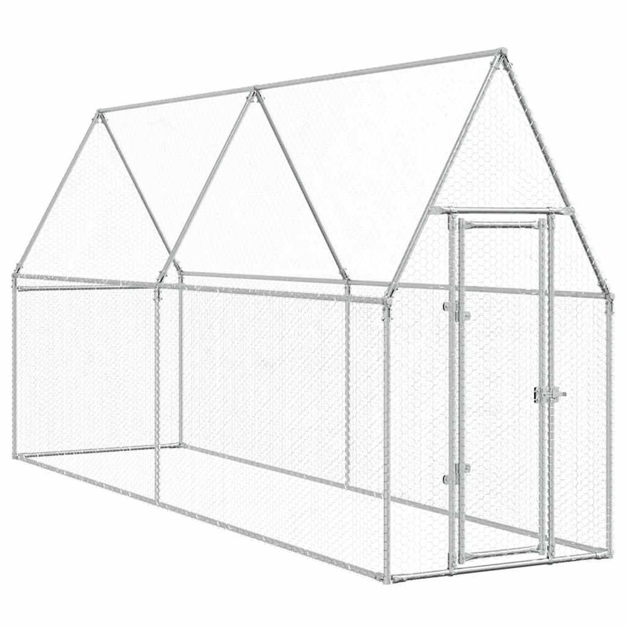Voir la diapositive 2 : VIDAXL Cage pour poules argente 400x100x190 cm acier galvanise