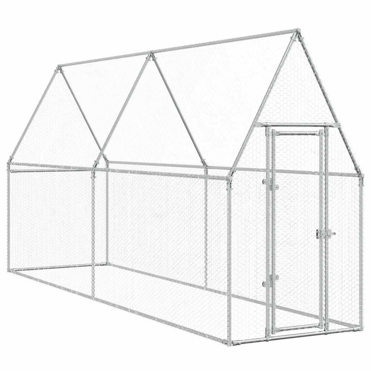 VIDAXL Cage pour poules argente 400x100x190 cm acier galvanise