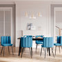 Voir la diapositive 5 : MAISON PAVANE Lot de 2 chaises en velours bleu et pieds en métal noir-Rosy