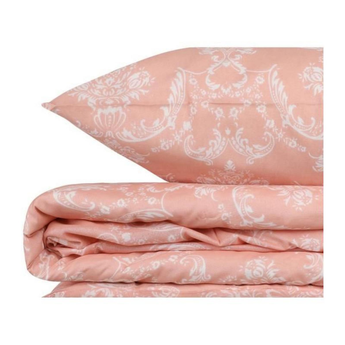 GENERIQUE Parure de lit - 1 housse de couette 220 x 240 cm + 2 taies d'oreiller 60 x 60 cm - 65% coton, 35% polyester - Poudre