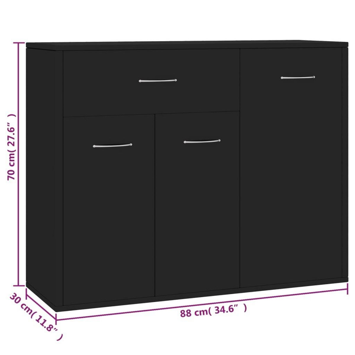 VIDAXL Buffet Noir 88x30x70 cm Bois d'ingenierie