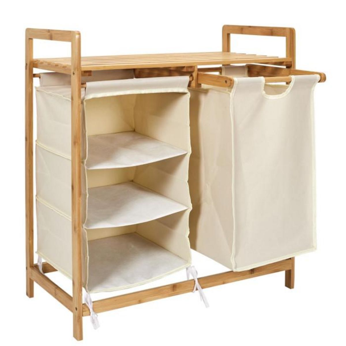 Paris Prix Meuble à Linge Rangements  Bambou  77cm Beige