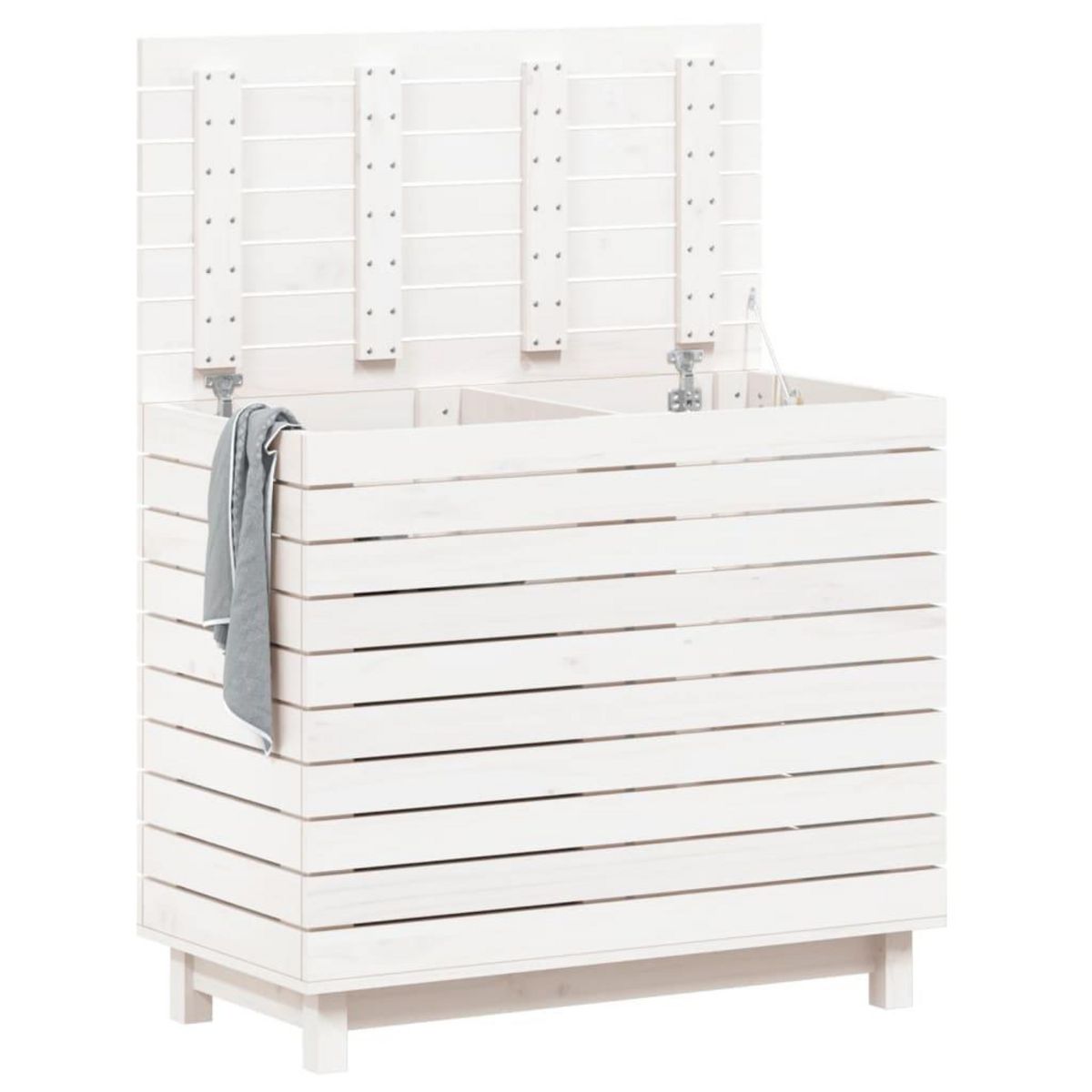 VIDAXL Panier a linge blanc 88,5x44x76 cm Bois massif de pin