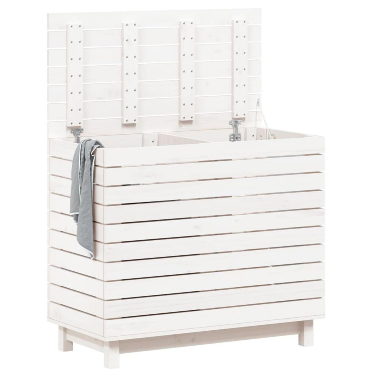 VIDAXL Panier a linge blanc 88,5x44x76 cm Bois massif de pin