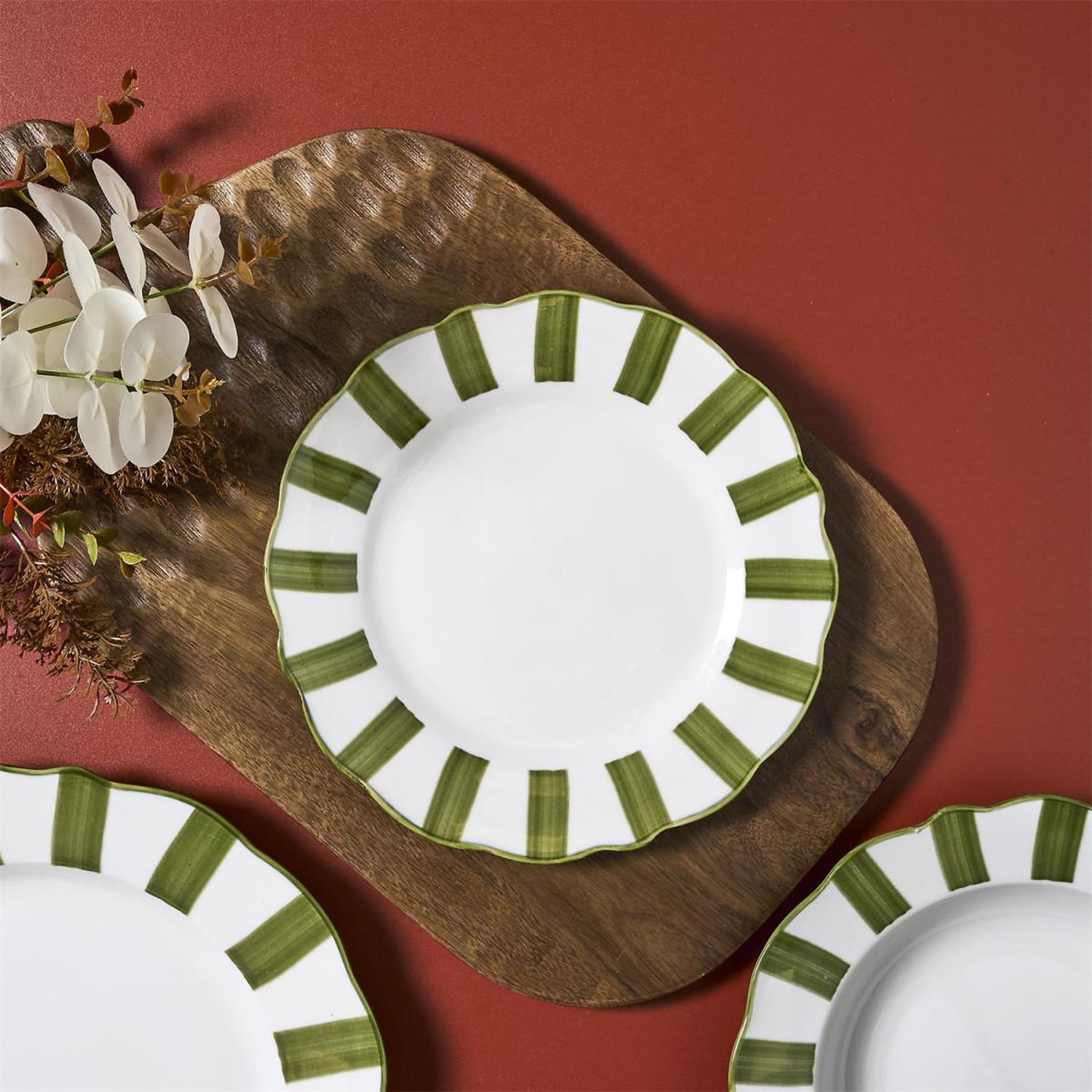 Voir la diapositive 3 : COOK CONCEPT Lot de 6 assiettes à dessert  cleo  19cm vert & blanc