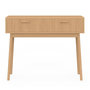Voir la diapositive 3 : ID MARKET Console 2 tiroirs JULIETTE lattes tasseau bois coloris chêne