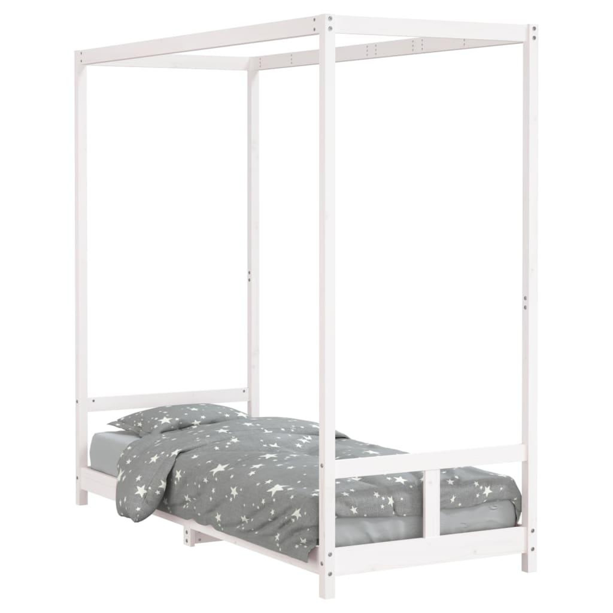 Voir la diapositive 2 : VIDAXL Cadre de lit pour enfants blanc 80x200 cm bois de pin massif
